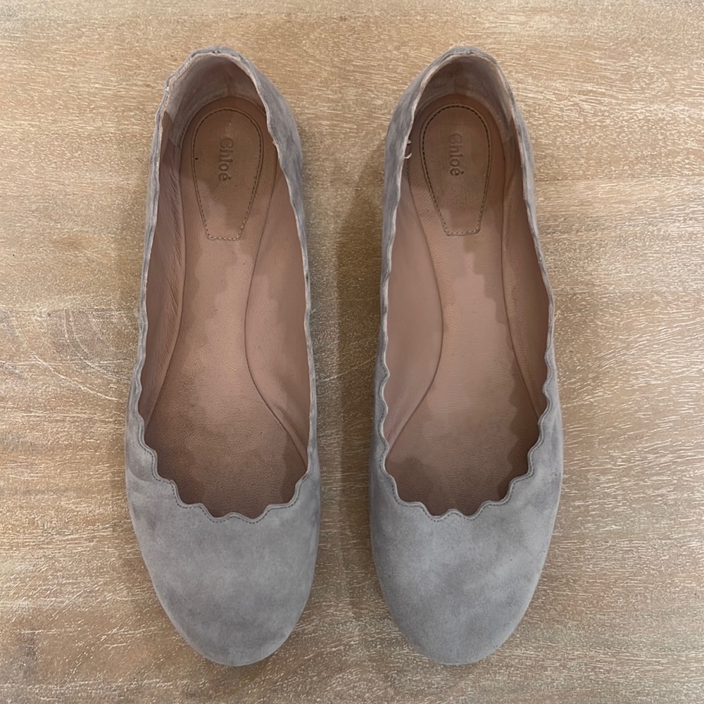 Chloe Lauren Ballet Flat 8.5, suede gray